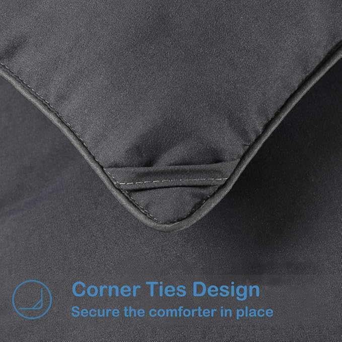 EASELAND California King Down Alternative Comforter - Quilted Duvet Insert for All Seasons, Soft Lightweight with Corner Tabs, Summer Winter Warm Bedding, Dark Grey 96x104 Inches