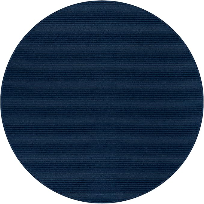 Non Slip Navy Solid Rubber Back Thing Rug for Living Room 6 Round Area Rugs for Kitchen, Rugs for Bedroom, Stain Resistant Easy Cleaning Non Shedding Carpet Navy 6 Round