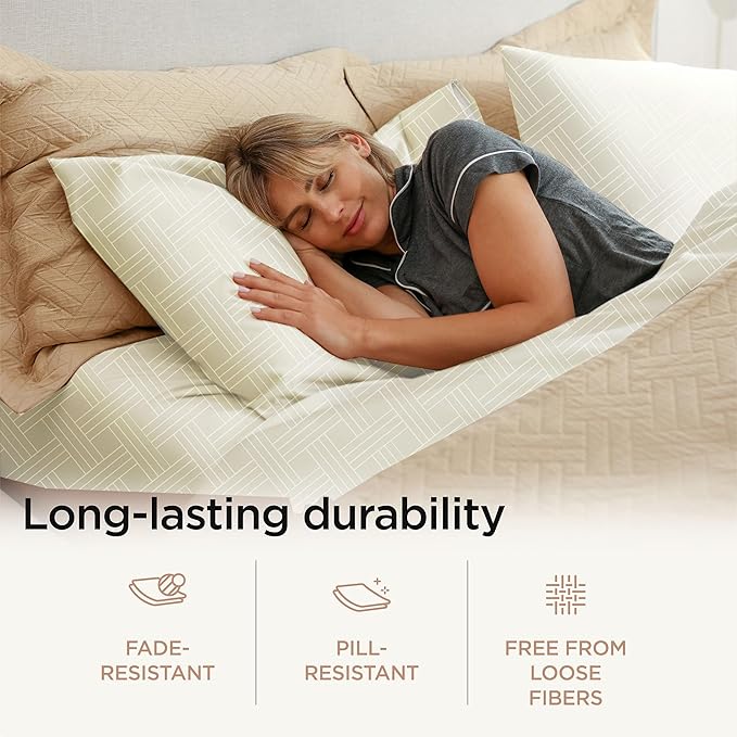 Threadmill California-King Sheets - 800 Thread Count Jacquard Celine Ivory, 100% Pure Cotton 4 Piece Striped Bed Set, Extra Long Staple Cotton, Luxury Damask Sheets with Elasticized Deep Pocket