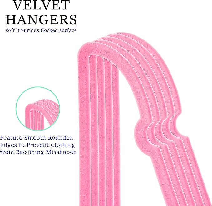 Velvet Hangers 20 Pack, 16" Non Slip Adult Hangers, Slim Clothes Hanger with 360 Degree Swivel Hook - Durable & Cute for Coats, Shirts, Dress (Mix Color)