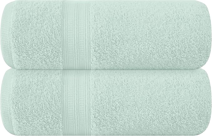 BOUTIQUO Cotton 2 Pack Oversized Bath Towel Set, Large Bath Towels 27x54, Ultra Soft, Absorbent, Compact, Quick Drying and Lightweight, Eco-Friendly and 100% Recyclable Towel Set - Sea Green