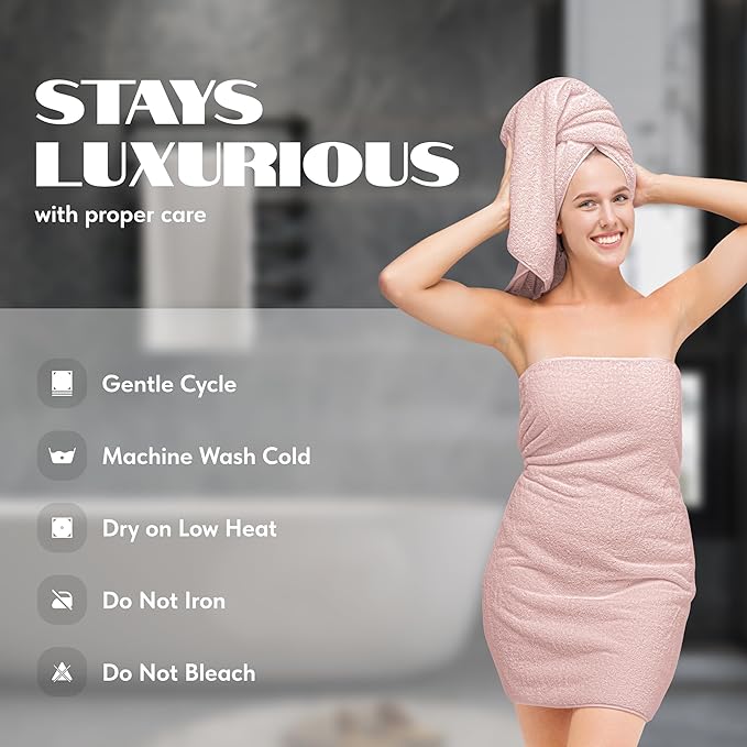 Wealuxe Pink Bath Towels 24x50 Inch, Cotton Towel Set for Bathroom, Hotel, Gym, Spa, Soft Extra Absorbent Quick Dry 6 Pack