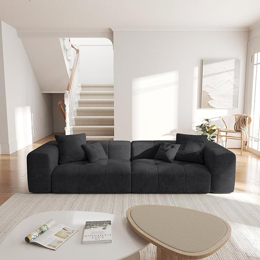JACH 2 Seater Sofas Sectional Couches, Modern Love Seat Office Couch, Loveseat Modular Couch, Cozy Sleeper Sofa for Apartment, Bedroom, Living Room (Linen Fabric, Black)