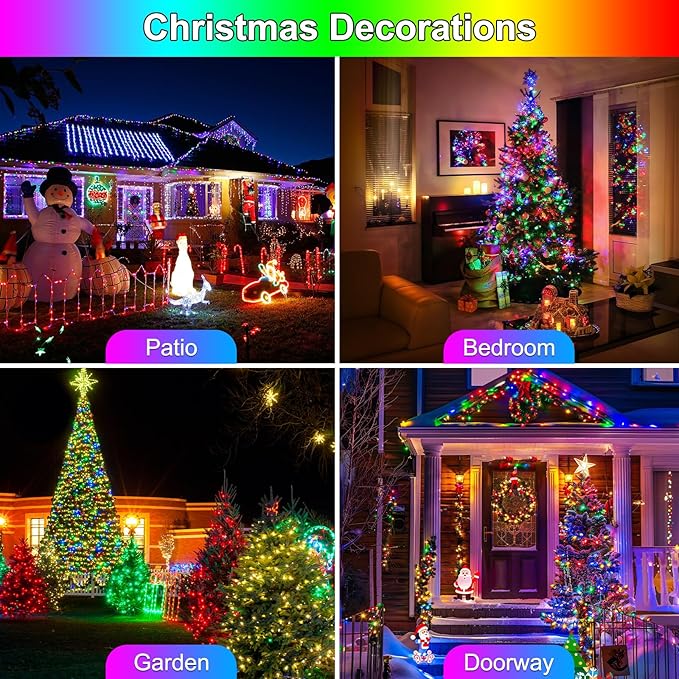 70FT 200LED Christmas Lights Plug in,Outdoor Indoor Connectable Fairy Lights with Timer and 8 Modes,Christmas Tree Lights for Garden Party Wedding Christmas Decoration(Multi-Color