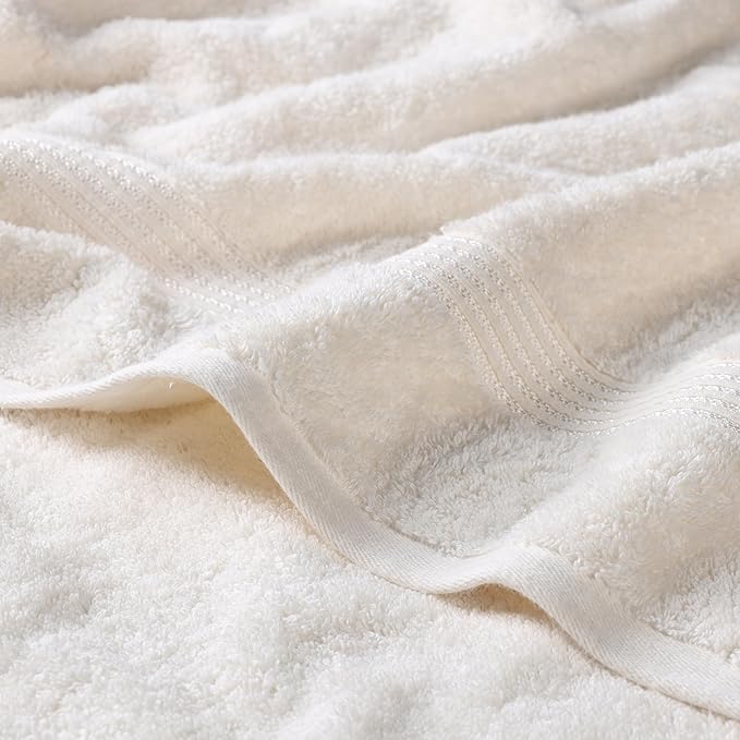 Superior Heritage Egyptian Cotton Bath Towel Set, Large Body Towels for Home Bathroom, Master, Guest Bath Decor, Plush, Absorbent Basics, Spa, Hotel, Resort, Luxury Essentials, Set of 4, Ivory