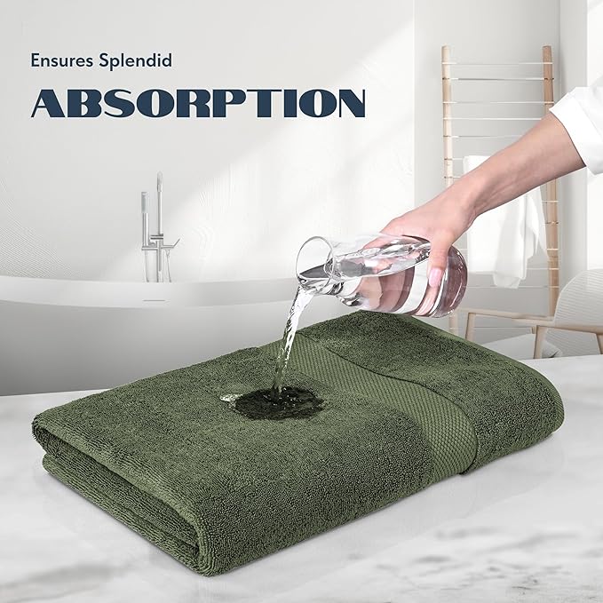 White Classic Luxury Soft Bath Sheet Towels - 650 GSM Cotton Luxury Bath Towels Extra Large 35x70 | Highly Absorbent and Quick Dry | Hotel Quality Extra Large Bath Towels Oversized, Dark Green, 2 Pack