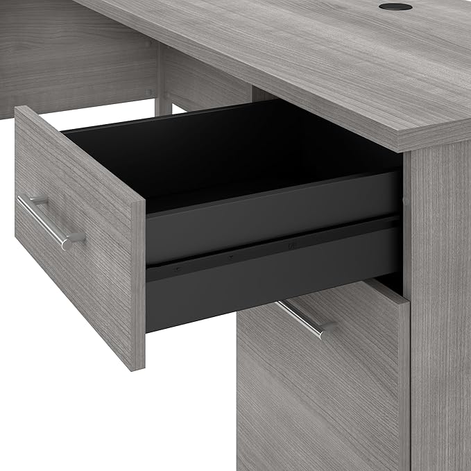 Bush Furniture Somerset 72W 3 Position Sit to Stand L Shaped Desk with Hutch in Platinum Gray | Adjustable Height Table for Office