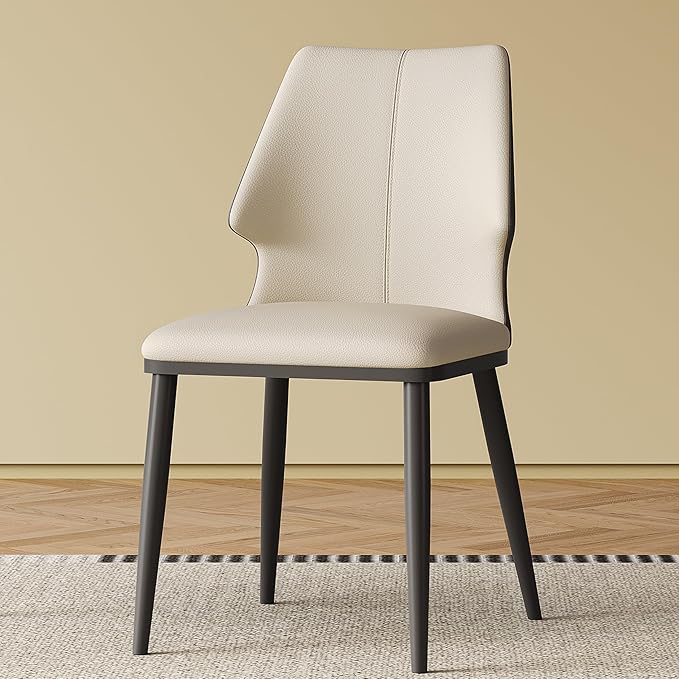 Dining Chairs Set of 2, Modern Faux Leather Dining Black Legs for Living Kitchen Dining Room