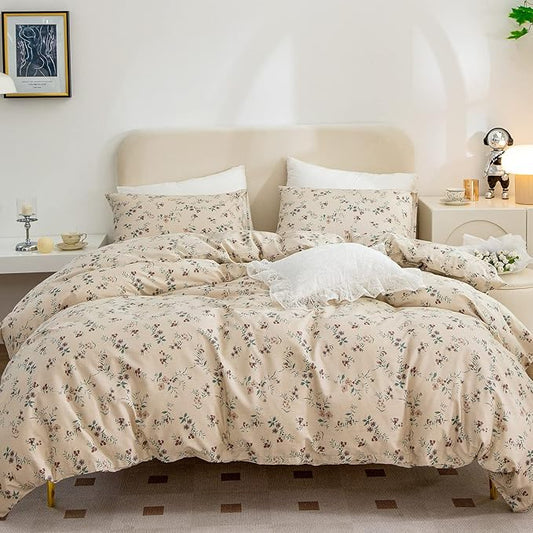 Floral Full Comforter Set 3 Pieces Soft Chic Garden Style Floral Print Lightweight Vintage Botanical Flowers Comforter Set for All Seasons 1 Comforter and 2 Pillowcases