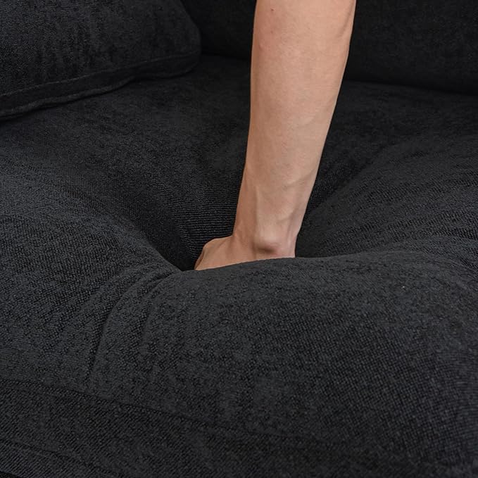 JACH Modern Seational Couch for Living Room, 5-Seats Modular Convertible Sofa, V-Shaped Cloud Couches, Couch Cushion Covers Removable, Comfy Sofas for Living Room Apartment (Black)