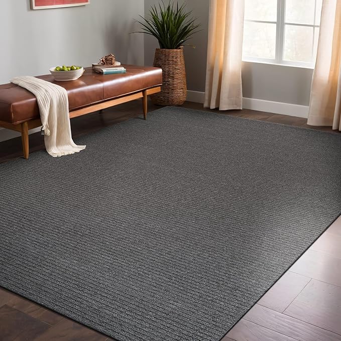 Non Slip Gray Solid Rubber Back Thing Rug for Living Room 3x5 Area Rugs for Kitchen, Rugs for Bedroom, Stain Resistant Easy Cleaning Non Shedding Carpet Gray 3 x 5