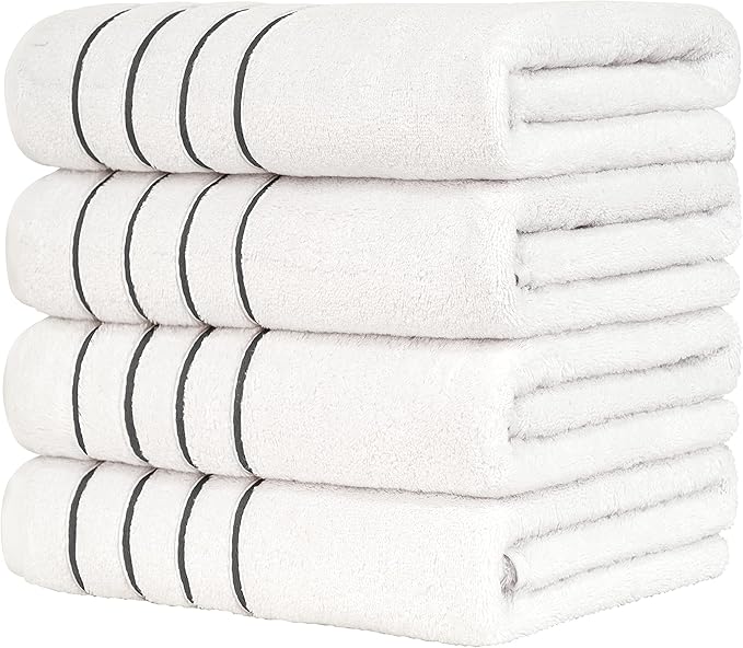 4 Packed White Bath Towel Set, 100% Turkish Cotton Bath Towels, 27x54 inTurkish Bath Towel Set for Bathroom, Dark Gray