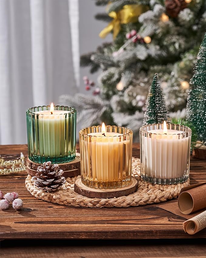 M&SENSE Christmas Soy Candles for Home Scented, Cinnamon Pie Non Toxic Candles for Holiday, 9.2oz Natural Organic Clean Burning Up to 60 Hours, Christmas Kitchen Decor Gifts for Women