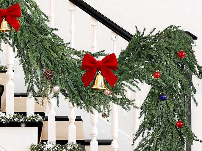 DearHouse Norfolk Pine Garland, 6 Ft Artificial Greenery Christmas Decoration for Holiday Season, Mantel Fireplace Table Runner Centerpiece (Dark Green, 6FT)