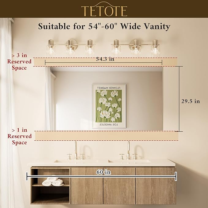 TETOTE Frameless Mirror 55"x30" Wall Mirror for Bathroom Sink with Polished Edge Tempered Glass, Bathroom, Bedroom, Living Room, Entryway, Gym, Horizontal/Vertical