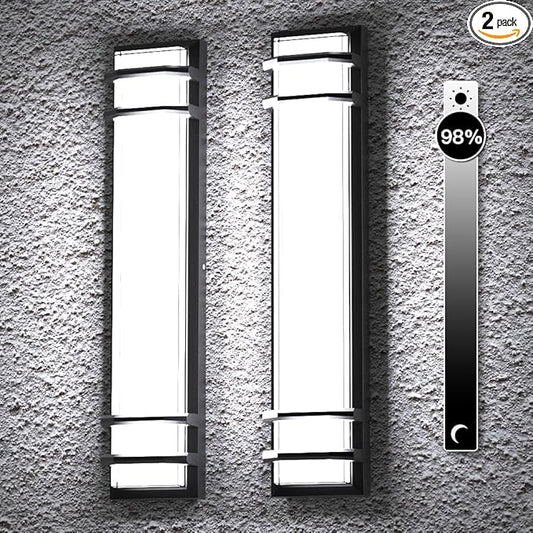 Sytmhoe Outdoor Wall Lights,2Packs 36w Dimmable LED Modern Porch & Patio Wall Light Fixture, 23.6in Black Exterior Sconce Wall Mounted Lights Suitable for Garage Courtyard House(6000K)