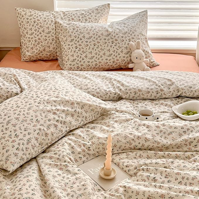 EAVD Twin XL Comforter Set Floral Pattern Girls Soft Microfiber Chic Cute Small Floral Bedding Comforter Set with 2 Pillowcases Fresh Botanical Comforter Set for All-Season