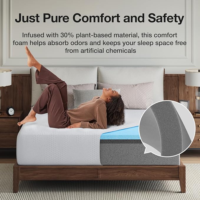 Novilla 14 inch Twin Memory Foam Mattress, Gel Memory Foam Mattress for Cooling Night Sleep & Pressure Relief, CertiPUR-US Certified