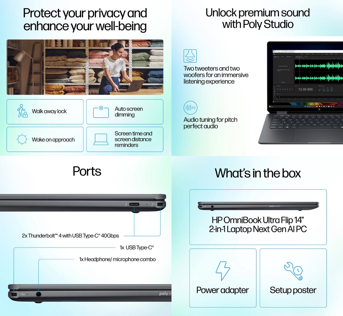 HP Omnibook Ultra Flip 2-in-1 Laptop 14" Touch OLED 3K, Ultra 7, 32GB/1TB