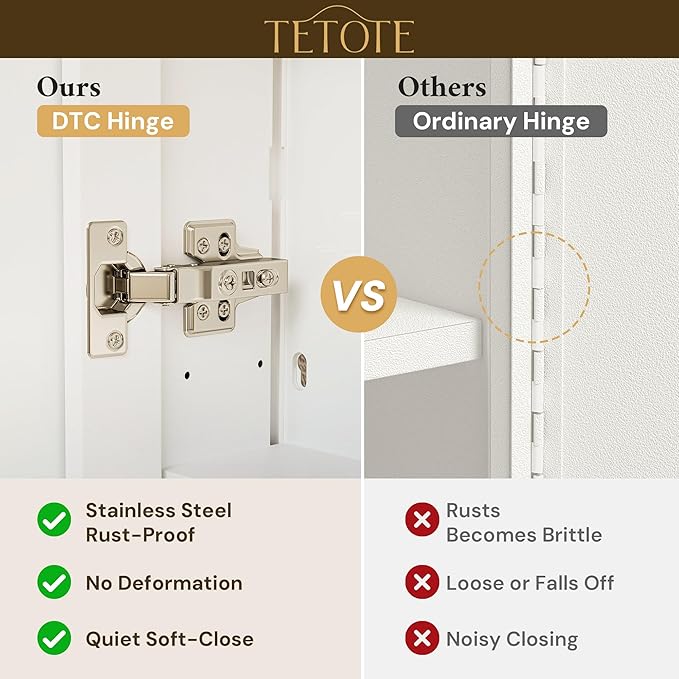 TETOTE 20 x 26 Bathroom Mirror with Storage with Tempered Beveled Mirror White Medicine Cabinet Aluminum Cabinet DTC Hinges, Stepless Adjustable Shelves, Recessed/Surface-Mounted
