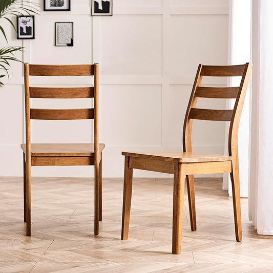 Furniturebox UK Solid Wood Table - Lynton Wooden Dining Table - Modern Take on Traditional Classic Farmhouse Dining Furniture - Retro Solid Rubberwood (2 Dining Chairs Only)