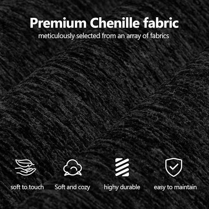 138.6" Modular Sectional Couches Luxury Modern Curved Back U-Shape Sofa Set with Ottoman,Minimalist Comfy Boneless Cloud Couch for Living Room Apartment,(Right Facing Chaise,Black)