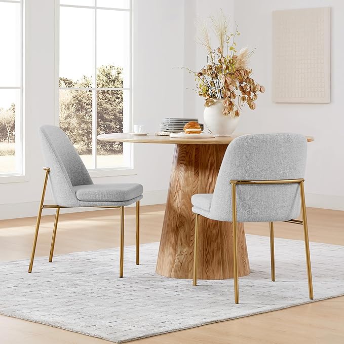 CHITA Modern Dining Chairs Set of 3, FSC Certified Metal Dining Chair for Dining Room, Light Gray