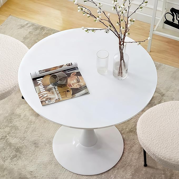 SoarFlash Kitchen Table and Chairs for 2, 31.5" Dining Table Set for 2 with Velvet Upholstered Chairs, 3 Piece Round Kitchen Table Set, Dining Room Table Set for Small Space, Apartment