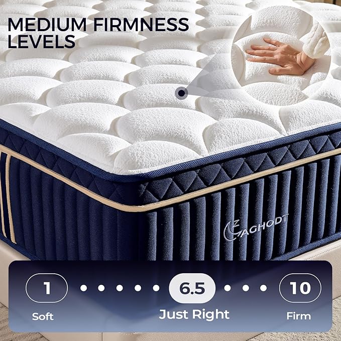 Queen Mattress, 14 Inch Queen Size Hybrid Mattress in a Box, Medium Firm Memory Foam mattress, with Individual Pocket Springs, Upgrade Zoned Support, Motion Isolation&Pressure Relief, CertiPUR-US