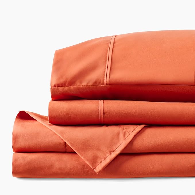 PeachSkinSheets Pumpkin Spice Sheet Set - 1500tc Level of Softness - Extra Soft Cooling Sheets for Hot Sleepers and Night Sweats - Split Head King Size (36" Split)
