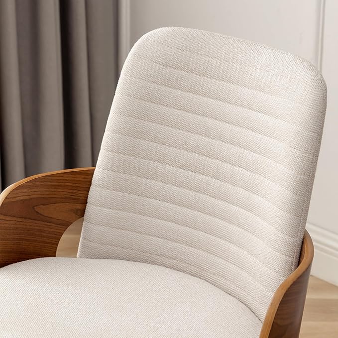 Dining Room Chairs Set of 2,Mid Century Modern Kitchen Chairs,Upholstered Beige Fabric Accent Chairs,Metal Legs Wooden Desk Chairs Armless and No Wheels for Kitchen Dining Living Room