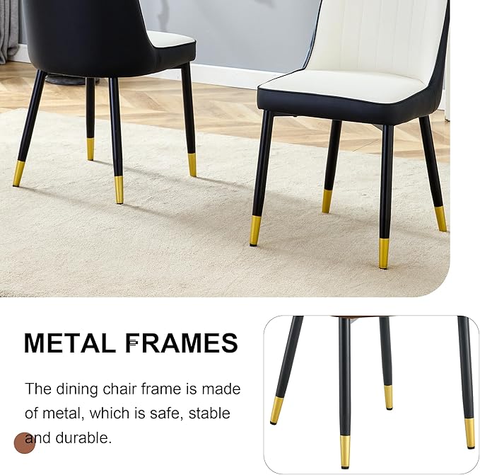 Dining Chairs Set of 6，Modern Dining Chairs, Equipped with PU Leather Backrest Cushions and Metal Legs, Suitable for Restaurants, Kitchens, and Dining Room Chairs