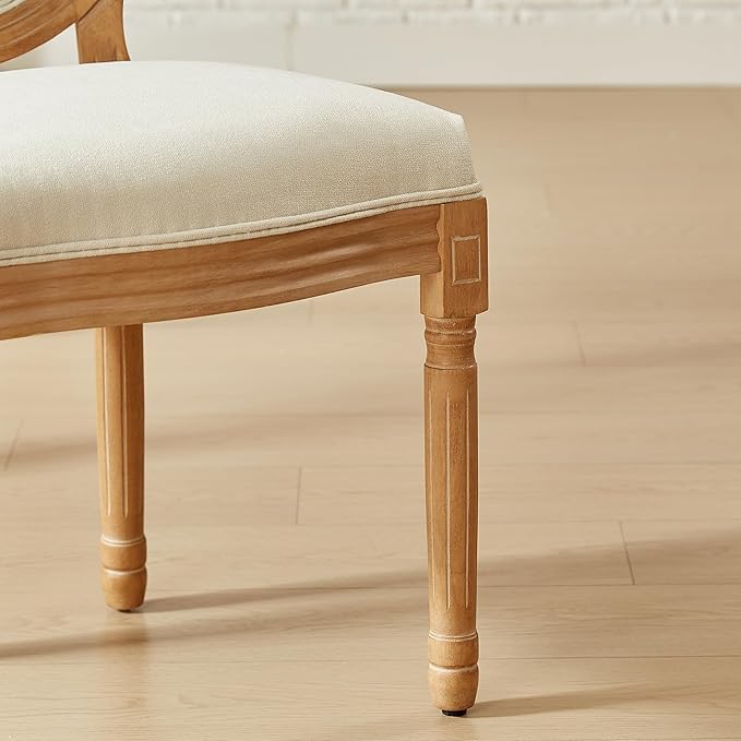 Nrizc French Country Dining Chairs Set of 2, Vintage Farmhouse Dining Chairs with Round Back, Solid Wood Dining Room Chairs, for Kitchen, Bedroom, Dining Room