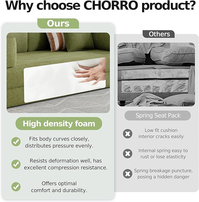 78.8''Convertible Sleeper Sofa Bed,Compressed Floor Boneless Couch,Modular Modern Corduroy Sofa for Living Room Bedroom -with Fixed-Shape Frame and Support Armrest,Easy Assembly(Fruit Green)