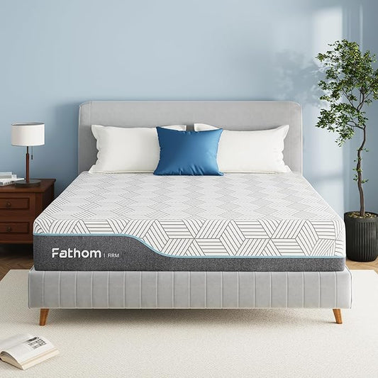 FATHOM Firm Queen Mattress 14 Inch Memory Foam Mattress Queen Size Bed in a Box for Back Pain Relief and Cool Sleep with Gel Foam and Removeable Fiberglass Free Cover, CertiPUR-US Certified