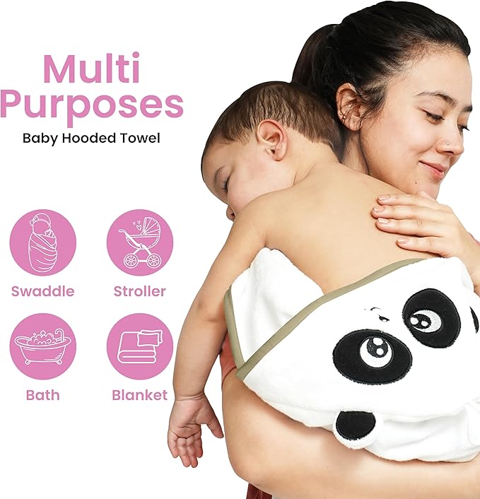 Zoane Creations 100% Fiber Hooded Baby Towels for Newborn – Ultra-Soft,Highly Absorbent, 500 GSM, 37 x 37 inches Perfect Cotton Baby Bath Towels Hooded for Newborns and Toddlers.