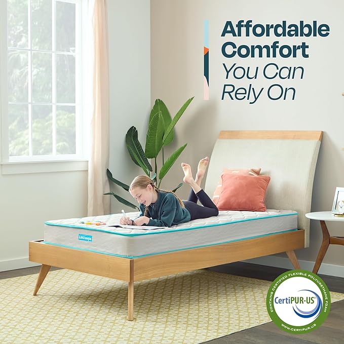 Linenspa 6-Inch Innerspring Mattress - Twin + 14-Inch Folding Platform Bed Frame