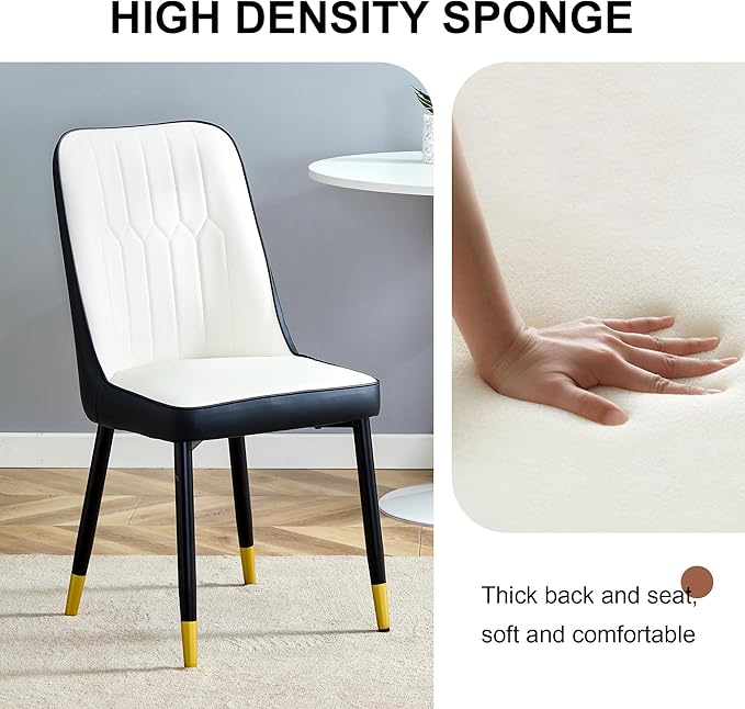Dining Chairs Set of 4，Modern Dining Chairs, Equipped with PU Leather Backrest Cushions and Metal Legs, Suitable for Restaurants, Kitchens, and Dining Room Chairs