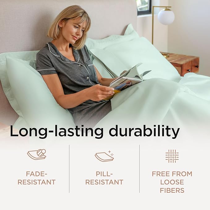 Threadmill California King Sheet Sets | 600 Thread Count Cal King Bed Sheets Set with 16” Deep Pocket | Sateen Weave 4-Piece Bedding Set with Cooling Effect | Seaglass