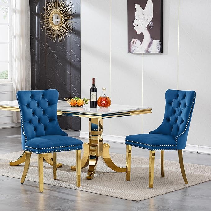 Goujxcy Faux Marble Dining Table Set for 6, Modern 7-Piece Dining Table Set with 6 Velvet Upholstered Chairs, 70" Large Long Faux Marble Kitchen Dining Room Table and Chairs with Stainless Steel Legs