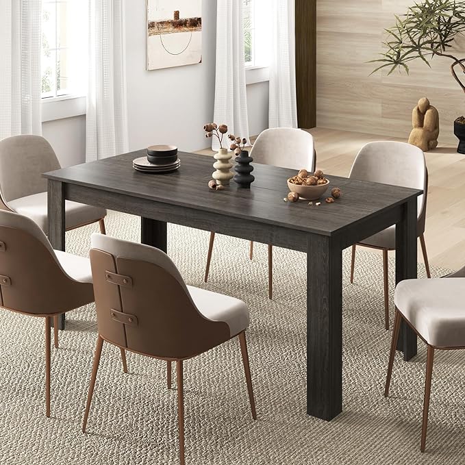 Giantex Dining Table, 63" L x 31.5" W x 30" H Large Farmhouse Center Table with 330LBS Capacity, Kitchen Table for Living Room, Home Office, Dinette, Dinner, Dining Room, Restaurant, Grey