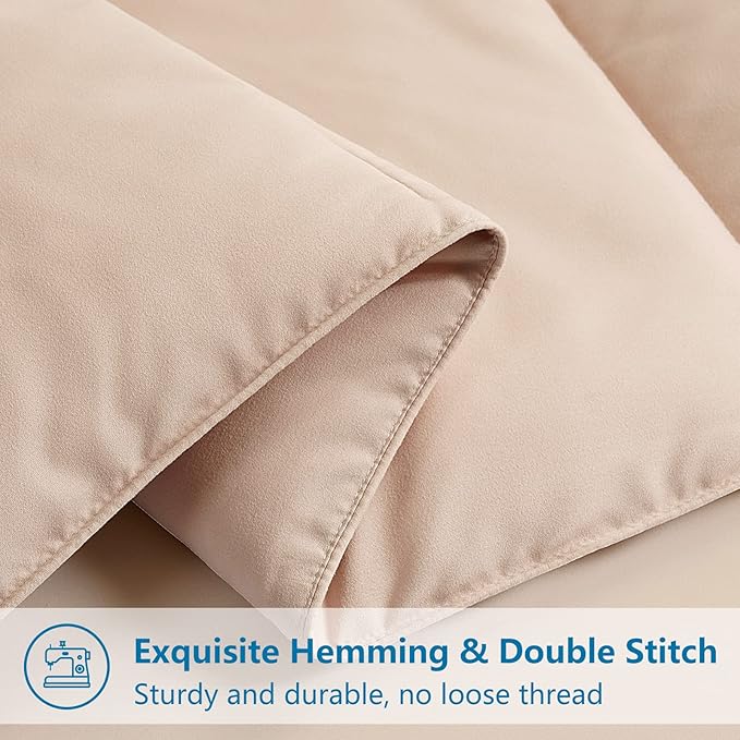 EASELAND Oversized Queen Down Alternative Comforter - Quilted Duvet Insert for All Seasons, Soft Lightweight with Corner Tabs, Summer Winter Warm Bedding, Beige 98×98 Inches