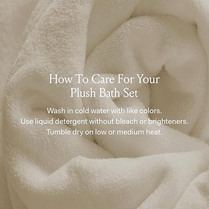 BOLL & BRANCH Plush Bath Towel Set - Stone - 6 Piece - Includes 2 Bath Towels, 2 Hand Towels & 2 Washcloths - 100% Organic Cotton - Ultra Soft & Luxurious - Quick Absorbing
