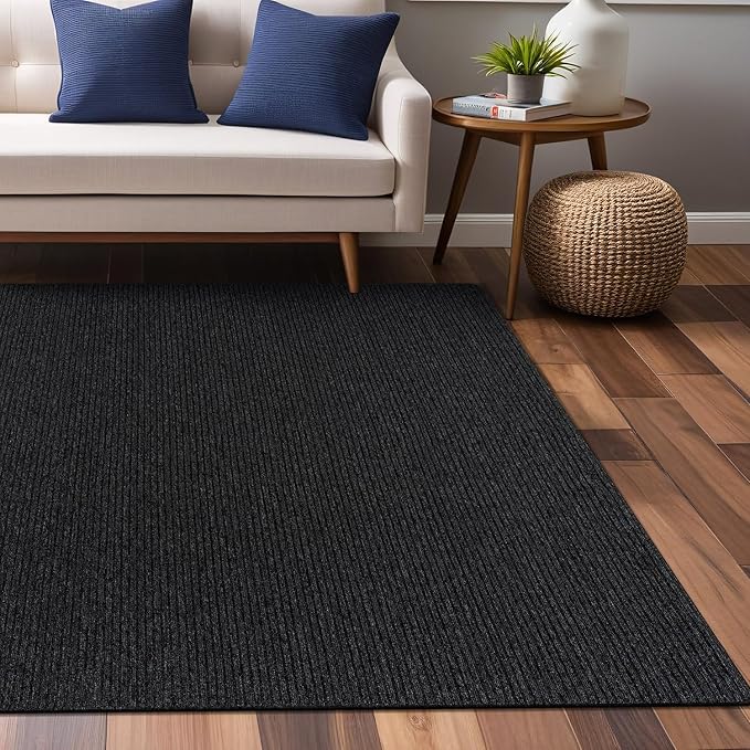 Non Slip Dark Gray Solid Rubber Back Thing Rug for Living Room 3x5 Area Rugs for Kitchen, Rugs for Bedroom, Stain Resistant Easy Cleaning Non Shedding Carpet Dark Gray 3 x 5