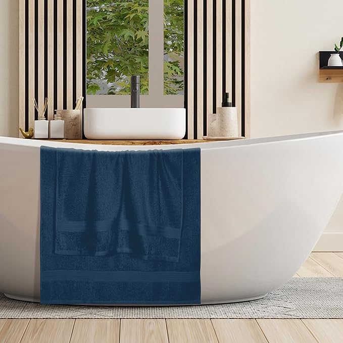 BOUTIQUO Cotton 2 Pack Oversized Bath Towel Set, Large Bath Towels 27x54, Ultra Soft, Absorbent, Compact, Quick Drying and Lightweight, Eco-Friendly and 100% Recyclable Towel Set - Mineral Blue