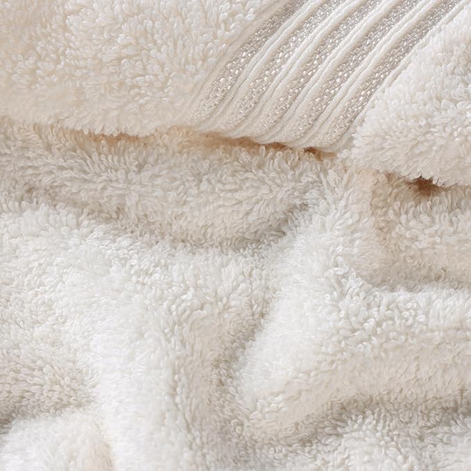 Superior Heritage Egyptian Cotton 3 Piece Towel Set, Assorted Absorbent Towels for Bathroom, Guest Bath, Luxury Home Decor Essentials, Includes 1 Bath, 1 Hand, 1 Face Towel/Washcloth, Ivory