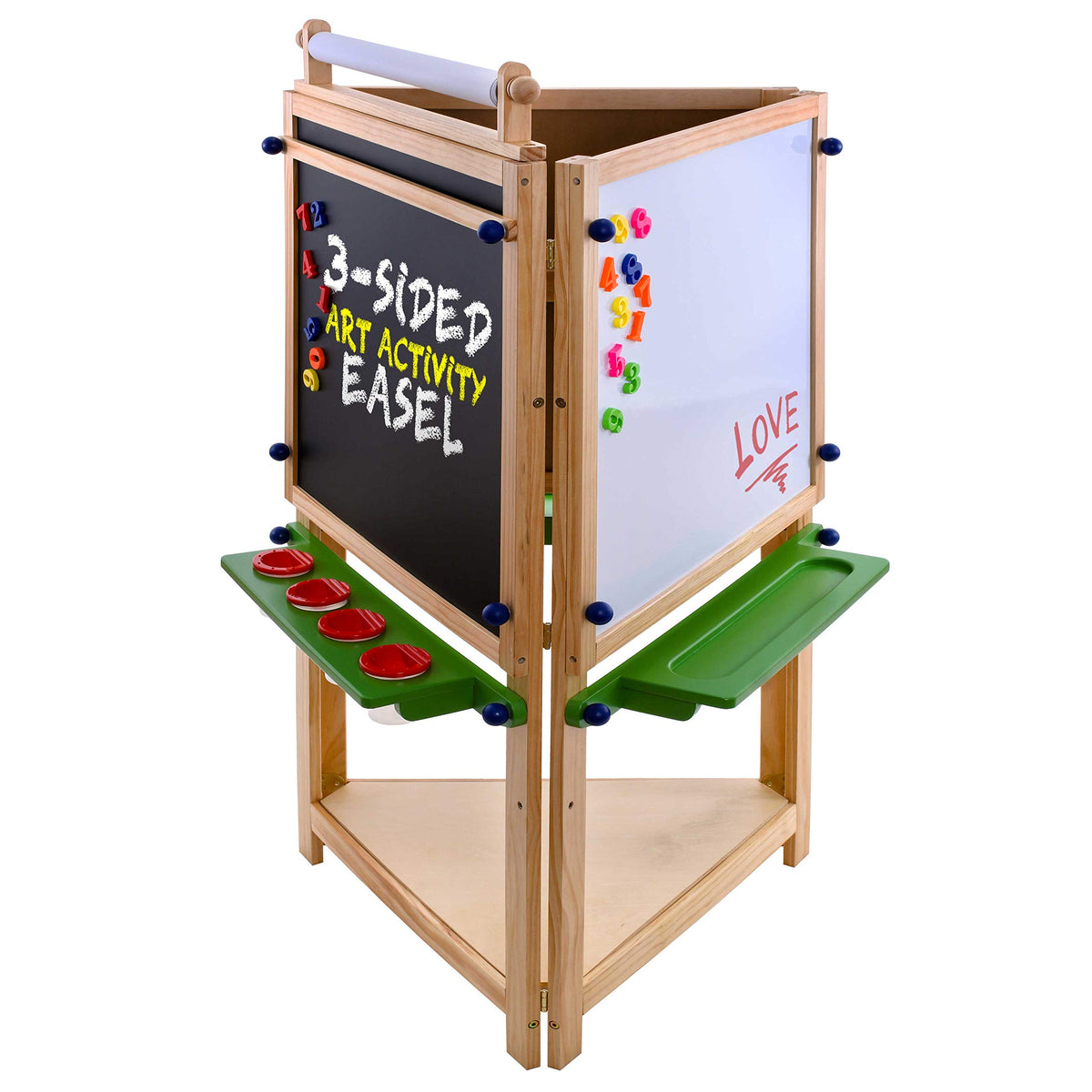 U.S. Art Supply Three Sided Art Station, Wooden Activity Easel