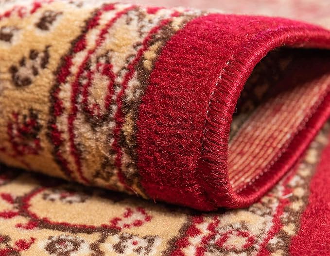 Unique Loom Reza Collection Traditional Persian Style Area Rug, Rectangular 7' 1" x 10' 0", Burgundy/Ivory