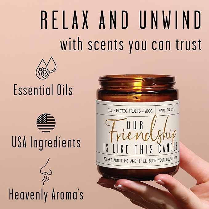 Soy and Sass 'Our Friendship is like this Candle' - Mediterranean Fig, Red Currant, Amber, Sandalwood Jar Candle