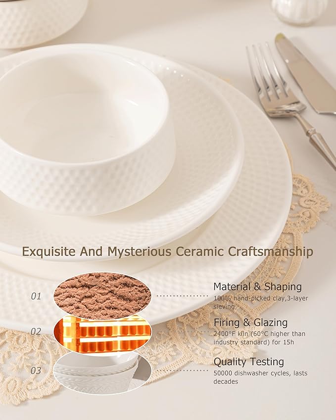 Dinnerware sets plates and bowls sets modern plates,Handmade Reactive Glaze Stoneware Plates and Bowls Sets,Highly Scratch Resistant Dishwasher & Microwave Safe Dishes Set (style - 6, 4 - Set (12pcs))